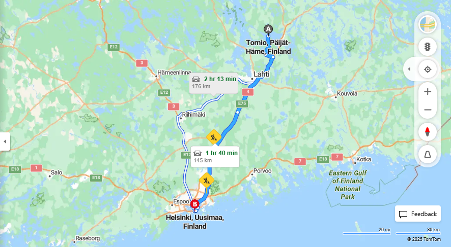 Matka Torniosta Helsinkiin - Etaisyydet, Ajo, Kuljetus ja Matkustusmahdollisuudet