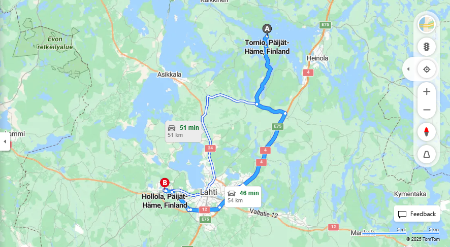 Matka Torniosta Hollolaan - Etaisyys, Ajo, Kuljetus ja Matkustusvaihtoehdot