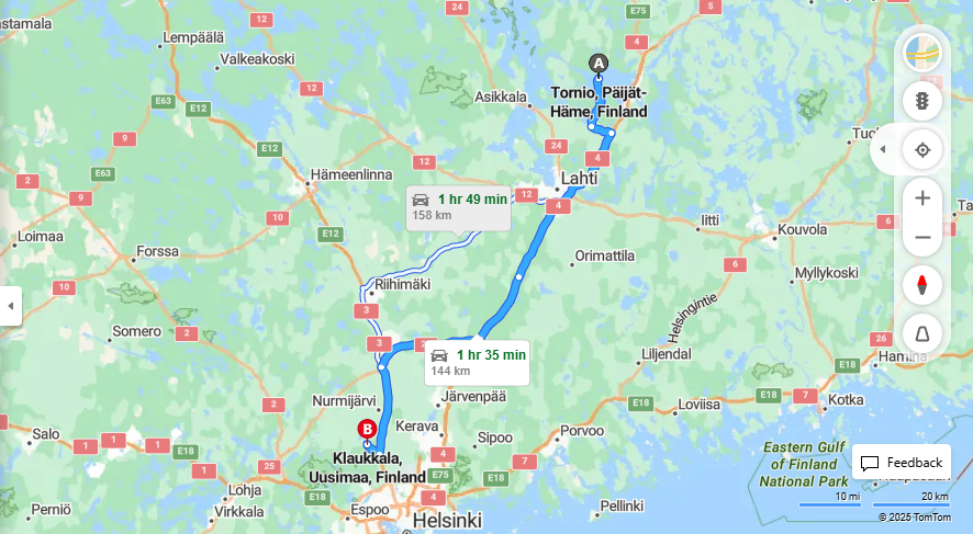 Matka Torniosta Klaukkalaan - Etaisyys, Ajo, Liikkuminen ja Matkustusvaihtoehdot