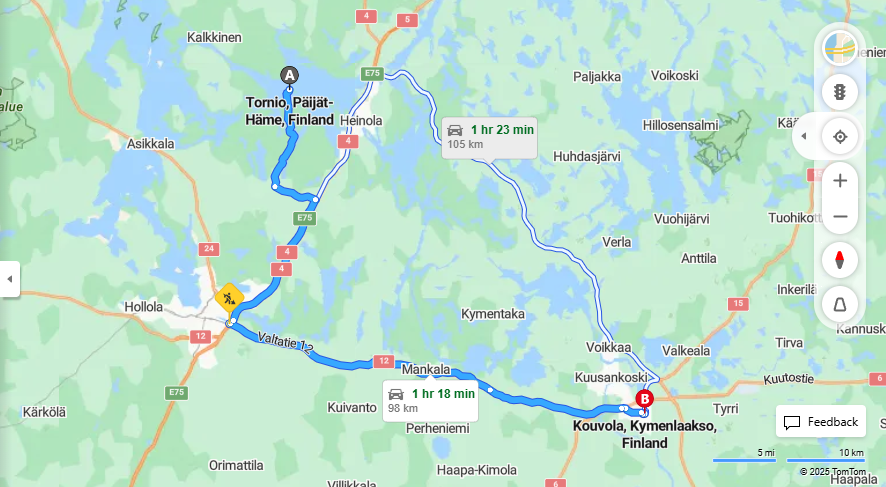 Matka Torniosta Kouvolaan - Etaisyys, Ajo, Kuljetus ja Matkustusvaihtoehdot