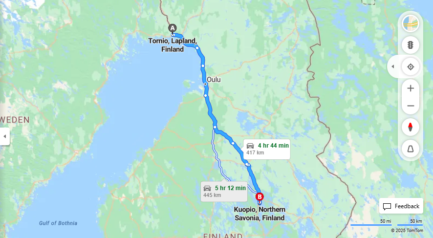 Matka Torniosta Kuopioon - Etaisyys, Ajo, Kuljetus ja Matkustusvaihtoehdot