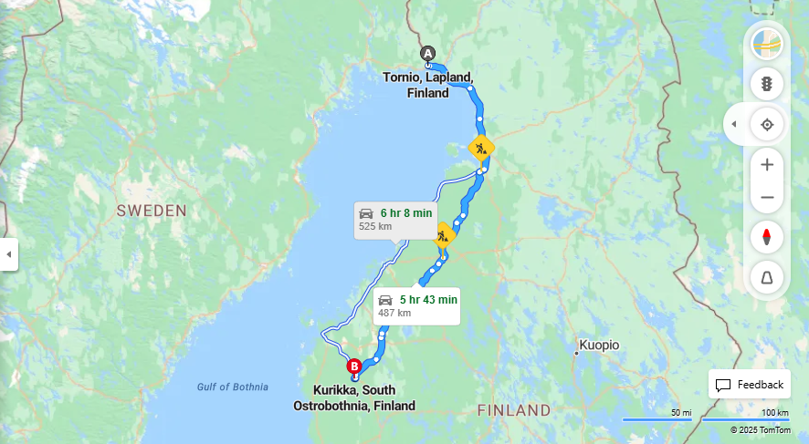 Matka Torniosta Kurikkaan - Etaisyys, Ajaminen, Kuljetus ja Matkustamismahdollisuudet