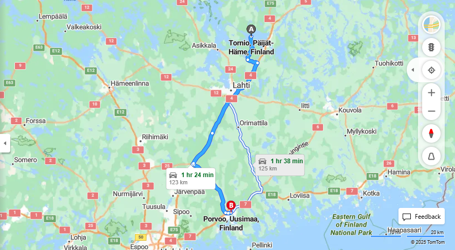 Matka Torniosta Porvooseen - Etaisyys, Ajo, Kuljetus ja Matkustusvaihtoehdot