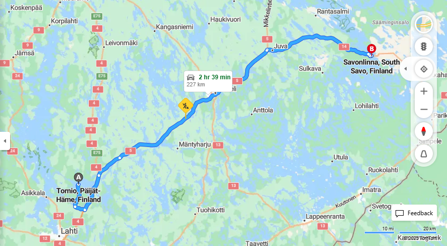 Matka Torniosta Savonlinnaan - Etaisyys, Ajo, Kuljetus ja Matkavaihtoehdot