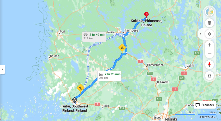 Matka Turusta Kokkolaan - Etaisyys, Ajo, Kuljetus ja Matkavaihtoehdot