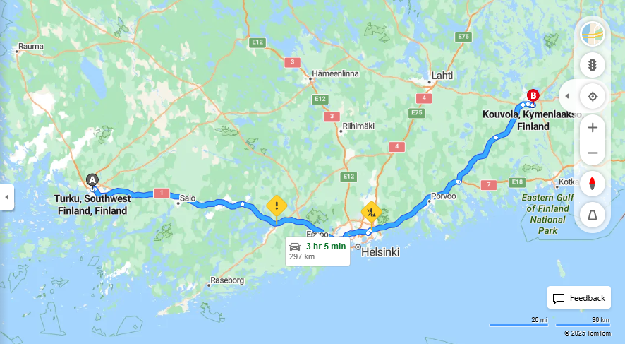 Matka Turusta Kouvolaan - Etaisyys, Ajo, Liikenne ja Matkustusvaihtoehdot