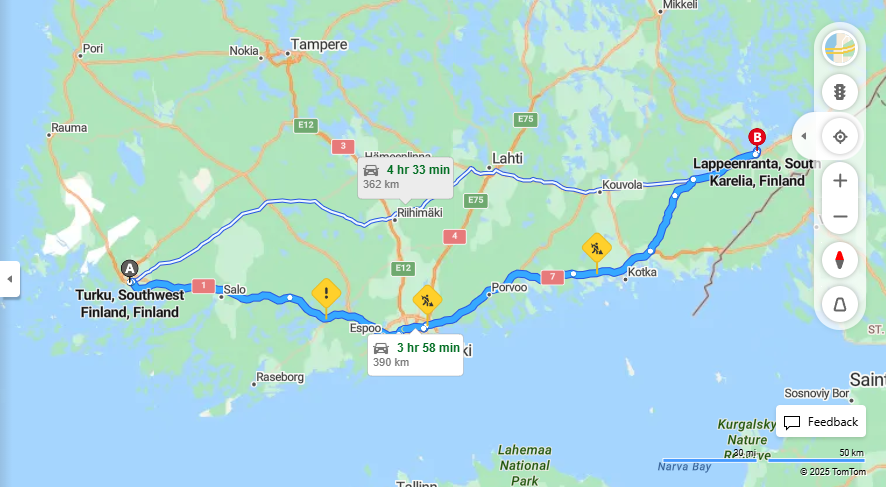 Matka Turusta Lappeenrantaan - Etaisyys, Ajo, Liikenne ja Matkustusvaihtoehdot