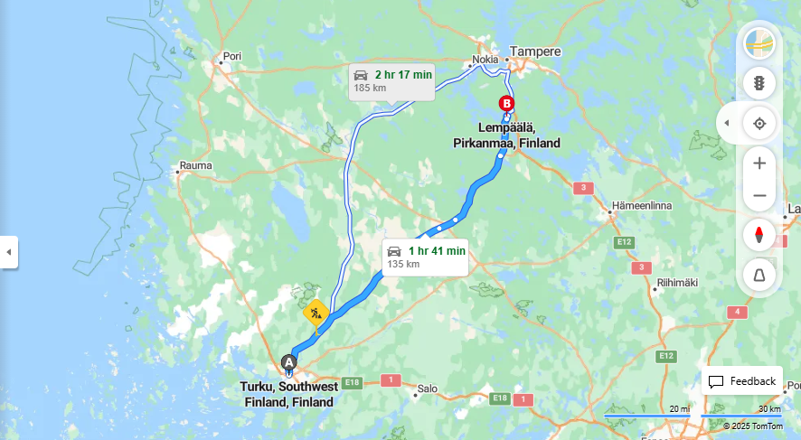 Matka Turusta Lempaalaan - Etaisyys, Ajo, Kuljetus ja Matkustusmahdollisuudet