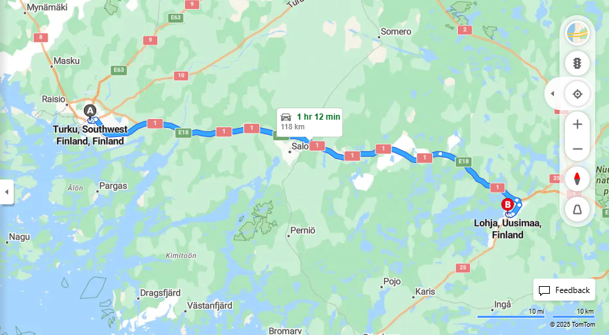 Matka Turusta Lohjalle - Etaisyys, Ajaminen, Kuljetus ja Matkustamisvaihtoehdot