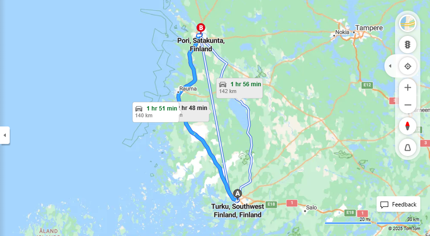 Matka Turusta Poriin - Etaisyys, Ajaminen, Kuljetus ja Matkustusvaihtoehdot