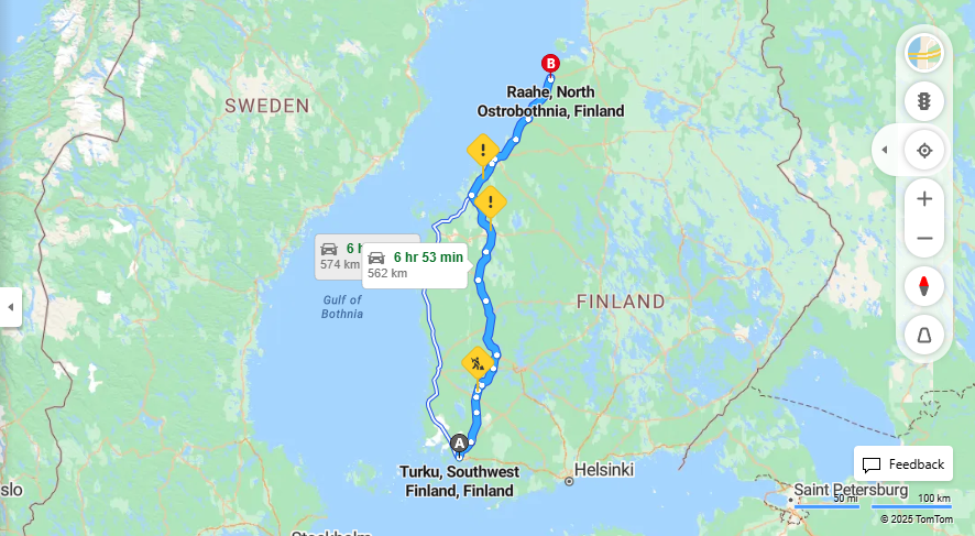 Matka Turusta Raaheen - Etaisyys, Ajomatka, Kuljetus ja Matkustusvaihtoehdot