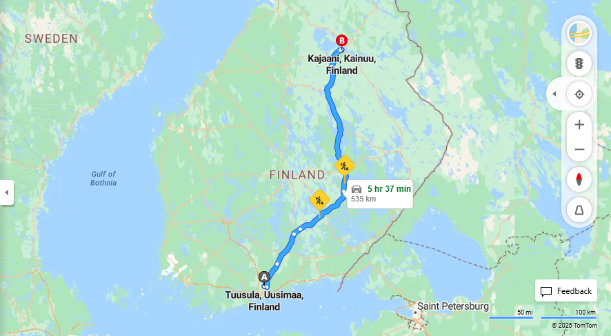 Matka Tuusulasta Kajaaniin - Etaisyys, Ajo, Kuljetus ja Matkustusvaihtoehdot