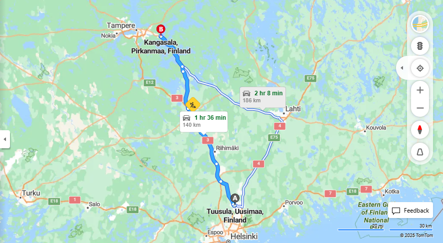 Matka Tuusulasta Kangasalalle - Etaisyys, Ajo, Liikenne ja Matkustusvaihtoehdot