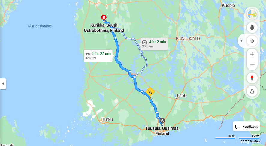 Matka Tuusulasta Kurikkaan - Etaisyys, Ajaminen, Kuljetus- ja Matkustusvaihtoehdot