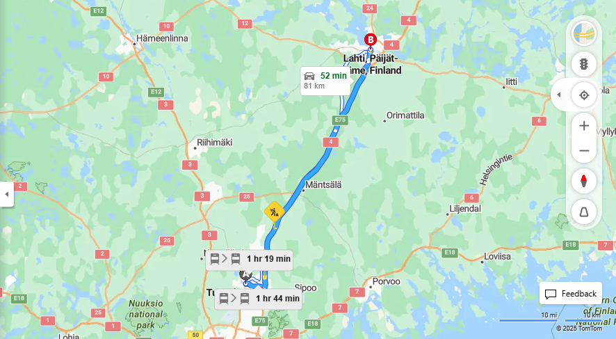 Matka Tuusulasta Lahteen - Etaisyys, Ajaminen, Kuljetus ja Matkustamismahdollisuudet