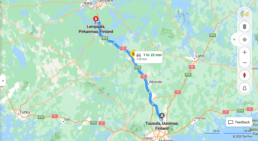 Matka Tuusulasta Lempaalaan - Etaisyys, Ajo, Liikenne ja Matkustusvaihtoehdot