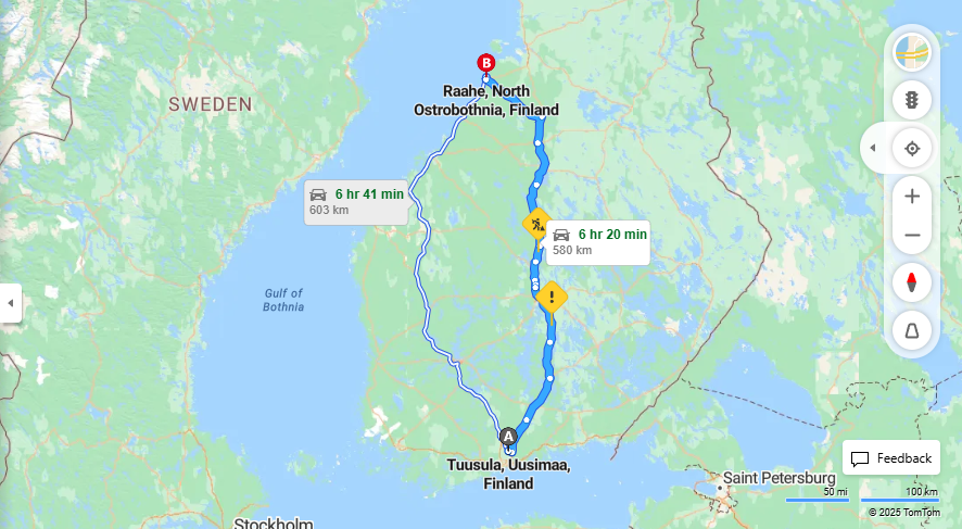 Matka Tuusulasta Raaheen - Etaisyys, Ajo, Kuljetus ja Matkustusvaihtoehdot