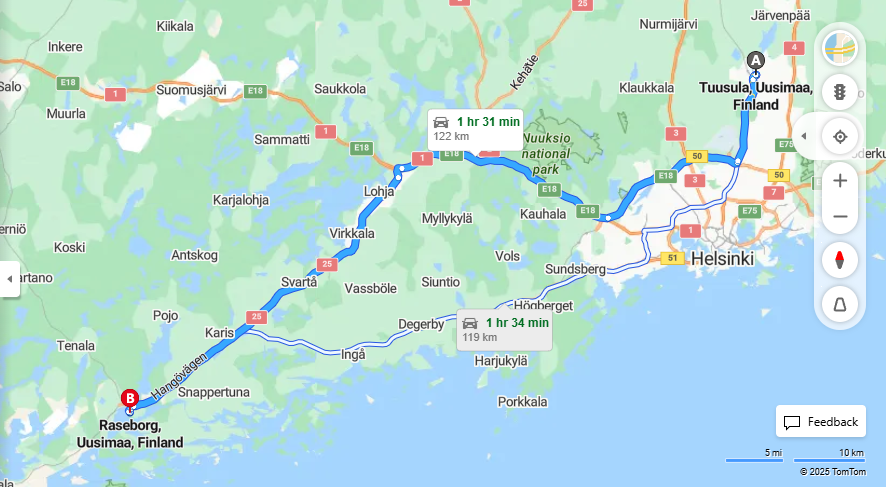 Matka Tuusulasta Raseborgiin - Etaisyys, Ajo, Kuljetus ja Matkustusvaihtoehdot