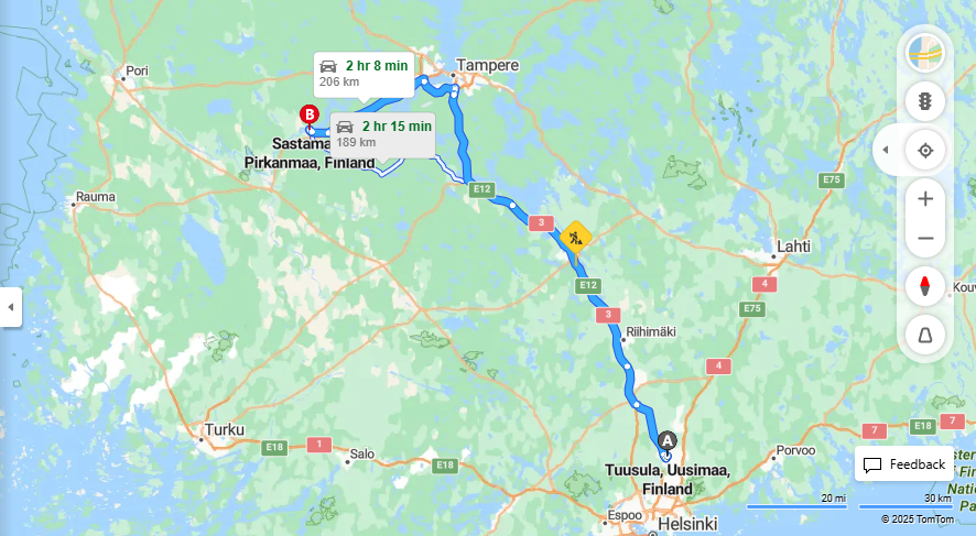 Matka Tuusulasta Sastamalaan - Etaisyys, Ajomatka, Kuljetus ja Matkustusvaihtoehdot
