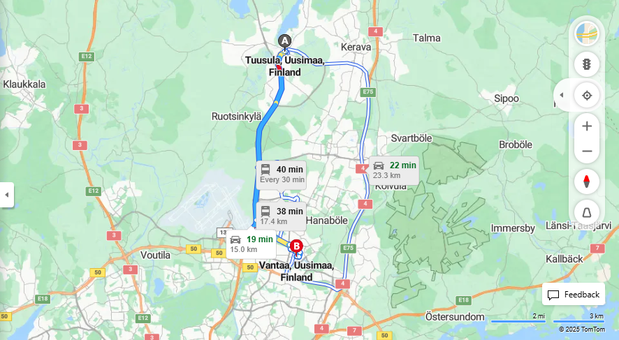 Matka Tuusulasta Vantaalle - Etaisyys, Ajo, Kuljetus ja Matkustusvaihtoehdot