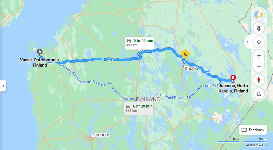 Matka Vaasasta Joensuuhun - Etaisyys, Ajo, Kuljetus ja Matkustusmahdollisuudet