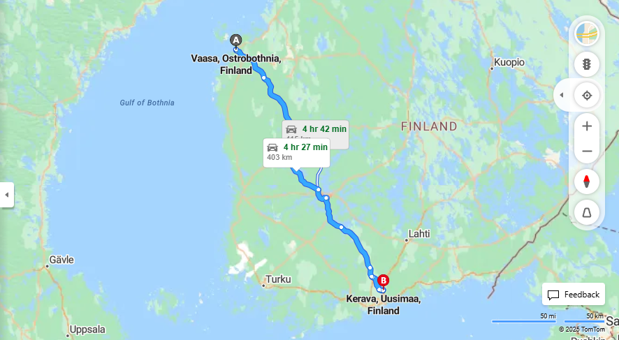 Matka Vaasasta Keravalle - Etaisyys, Ajaminen, Kuljetus ja Matkustusmahdollisuudet