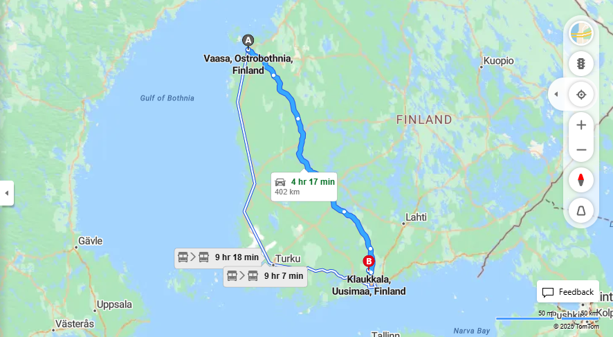 Matka Vaasasta Klaukkalaan - Etaisyys, Ajaminen, Liikkumisvaihtoehdot ja Matkustaminen