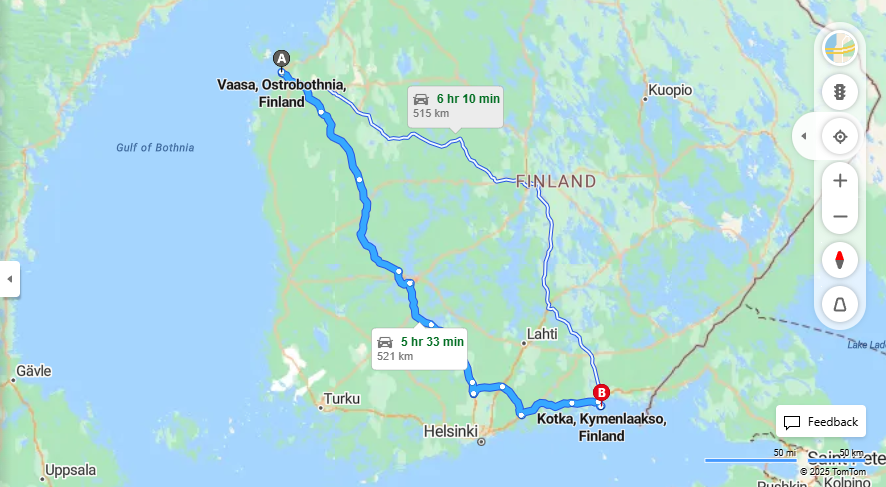Matka Vaasasta Kotkaan - Etaisyys, Ajo, Liikenne, ja Matkustamisvaihtoehdot