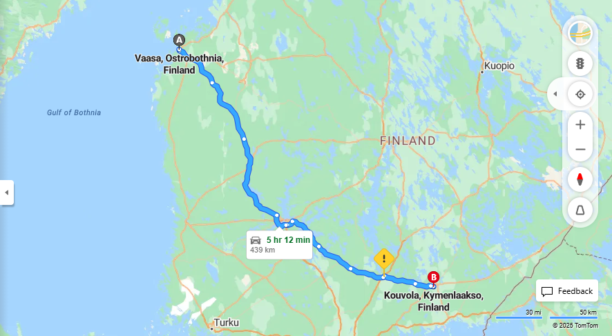 Matka Vaasasta Kouvolaan - Etaisyys, Ajo, Liikenne ja Matkustusvaihtoehdot