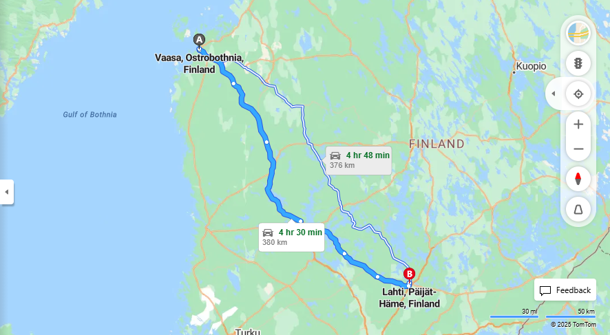 Matka Vaasasta Lahteen - Etaisyys, Ajo, Kuljetus ja Matkustusvaihtoehdot