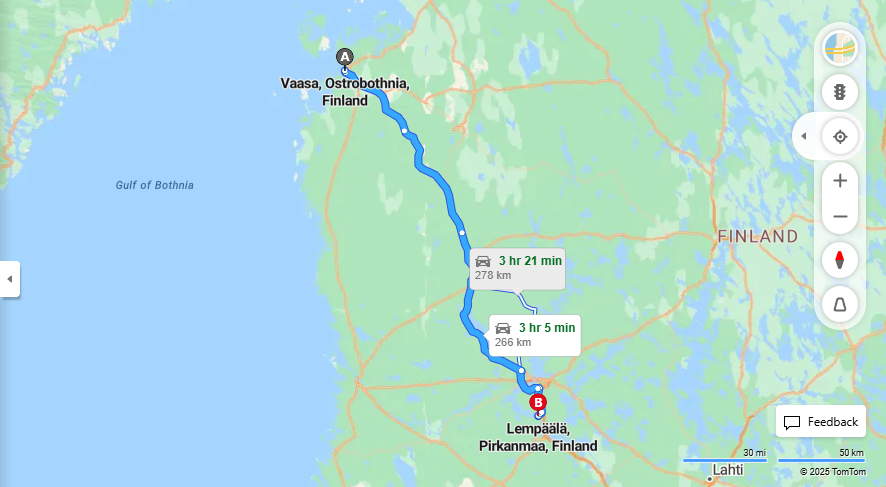 Matka Vaasasta Lempaalaan - Etaisyys, ajo, liikenne ja matkustusvaihtoehdot