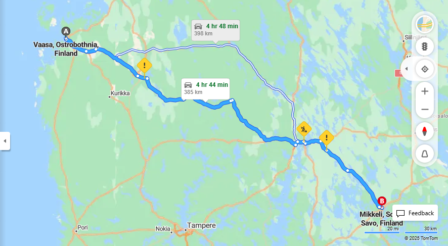 Matka Vaasasta Mikkeliin - Etaisyys, Ajo, Kuljetus ja Matkustamisvaihtoehdot