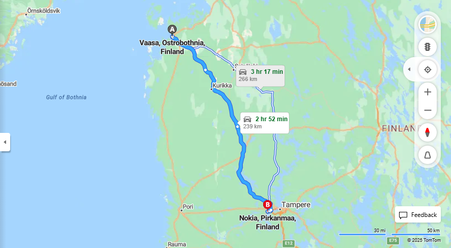 Matka Vaasasta Nokialle - Etaisyys, Ajo, Kuljetus ja Matkustusvaihtoehdot