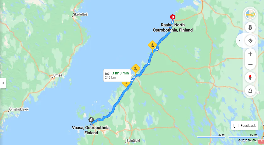 Matka Vaasasta Raaheen - Etaisyys, Ajo, Kuljetus ja Matkustusvaihtoehdot