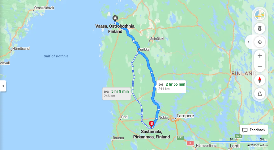 Matka Vaasasta Sastamalalle - Etaisyys, Ajaminen, Kuljetus ja Matkustusvaihtoehdot