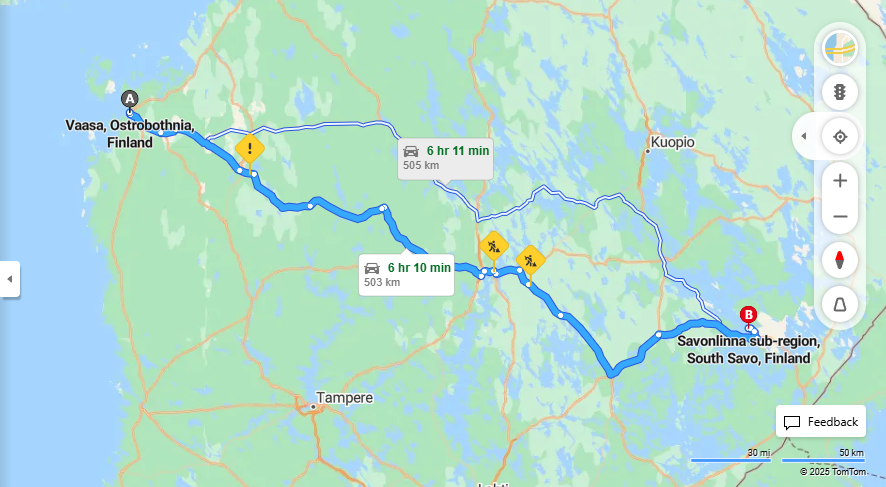 Matka Vaasasta Savonlinnaan - Etaisyys, Ajo, Liikenne ja Matkustusvaihtoehdot
