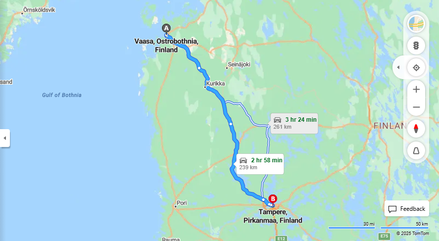 Matka Vaasasta Tampereelle - Etaisyys, Ajo, Kuljetus ja Matkustusvaihtoehdot