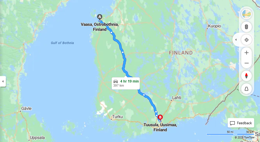 Matka Vaasasta Tuusulaan - Etaisyys, Ajo, Liikenne ja Matkustamisvaihtoehdot
