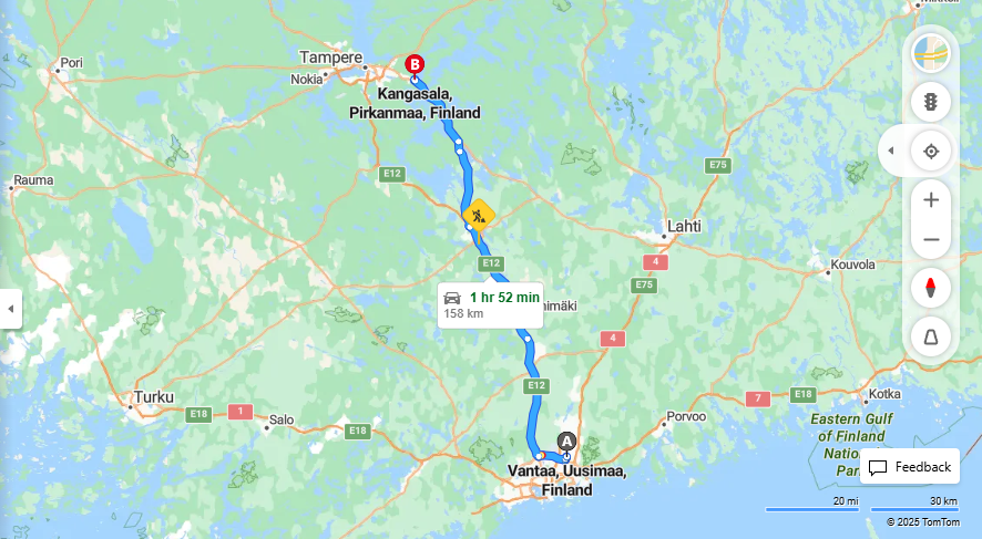 Matka Vantaalta Kangasalalle - Etaisyys, Ajo, Kuljetus ja Matkavaihtoehdot