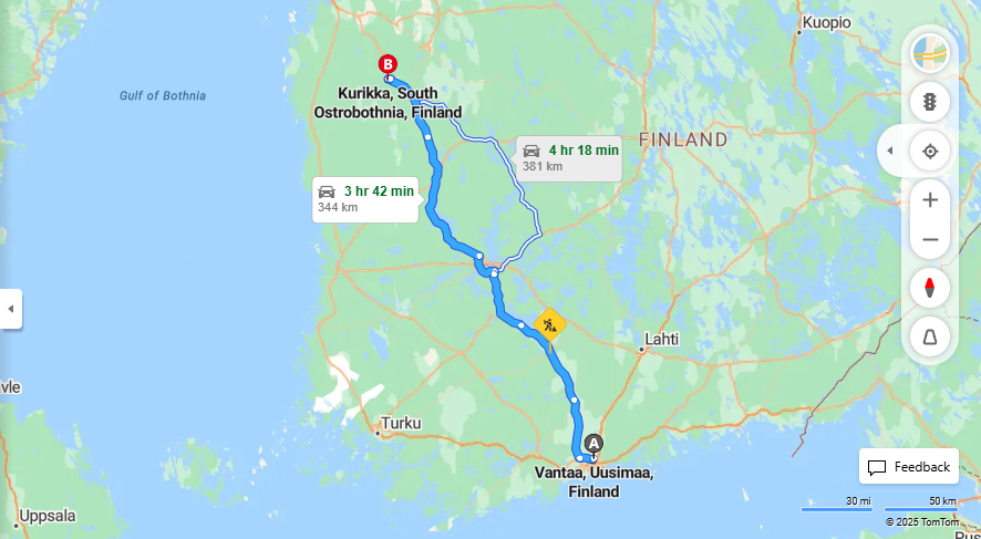 Matka Vantaalta Kurikkaan - Etaisyys, Ajaminen, Kuljetus ja Matkustusvaihtoehdot