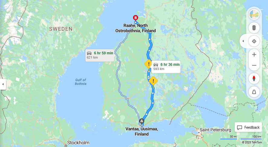 Matka Vantaalta Raaheen - Etaisyys, Ajo, Kuljetus ja Matkustusvaihtoehdot