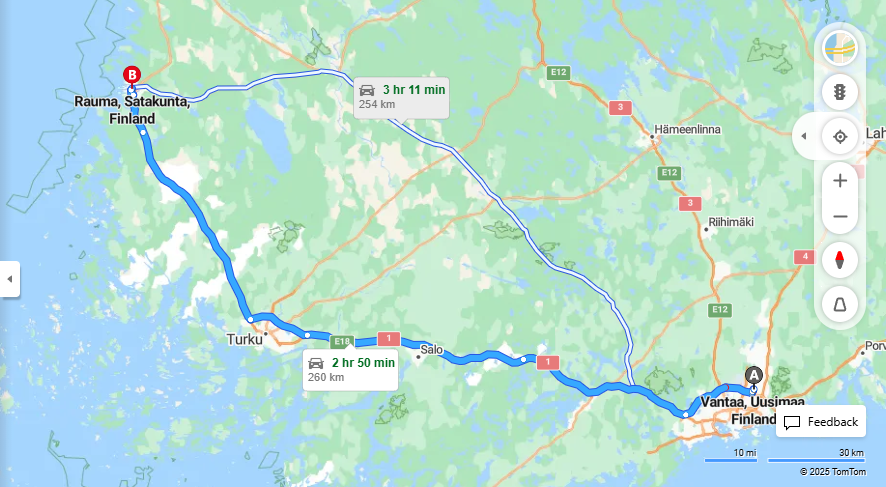 Matka Vantaasta Raumaan - Etaisyys, Ajo, Kuljetus ja Matkustusmahdollisuudet