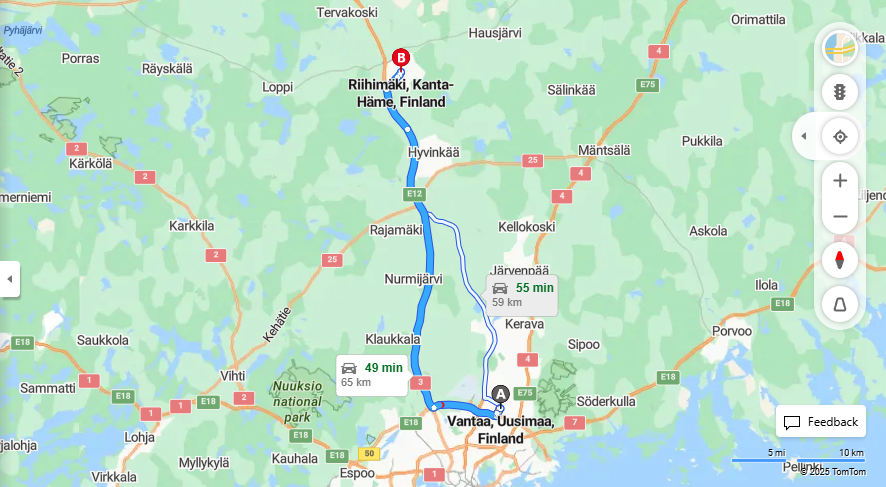 Matka Vantaasta Riihimaelle - Etaisyys, Ajo, Kuljetus ja Matkustamisvaihtoehdot