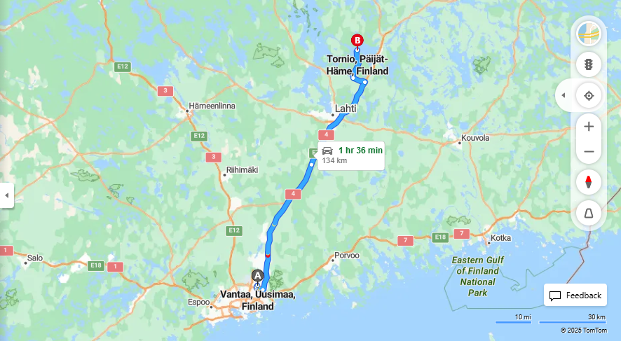 Matka Vantaasta Tornioon - Etaisyys, Ajo, Kuljetus ja Matkustusmahdollisuudet