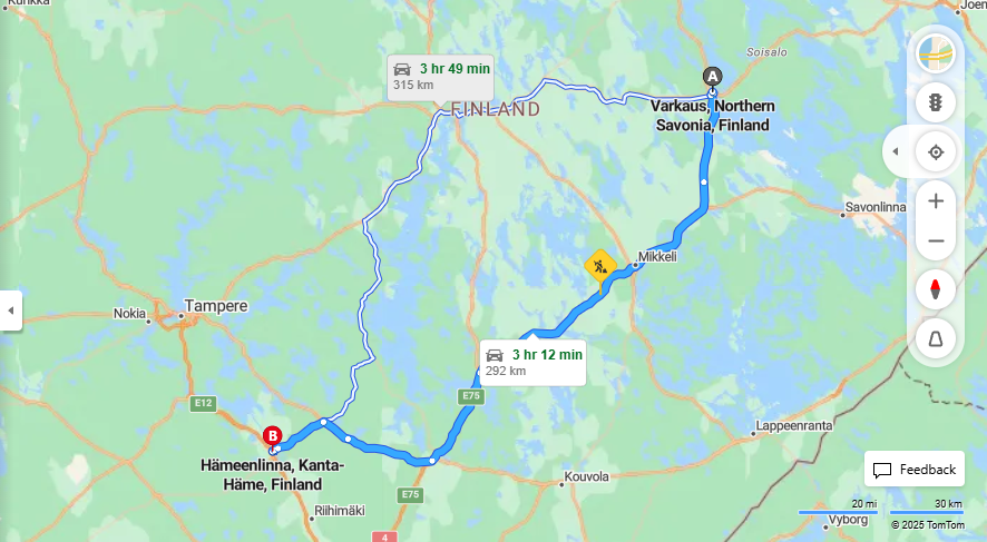 Matka Varkaudesta Hameenlinnaan - Etaisyys, Ajo, Liikenne ja Matkustusvaihtoehdot