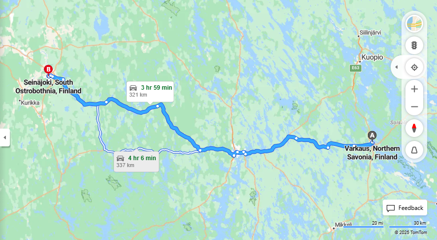 Matka Varkaudesta Seinajoelle - Etaisyys, Ajo, Liikenne ja Matkustusmahdollisuudet