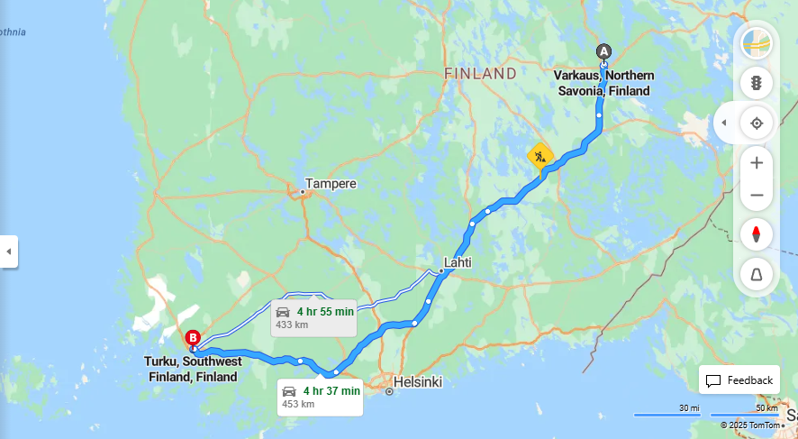 Matka Varkaudesta Turkuun - Etaisyys, Ajo, Liikenne ja Matkustusvaihtoehdot