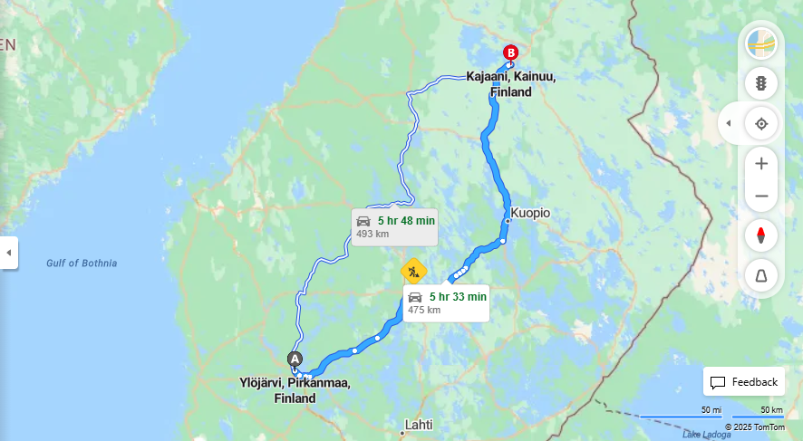Matka Ylojarvelta Kajaaniin - Etaisyys, Ajo, Liikenne ja Matkustusvaihtoehdot