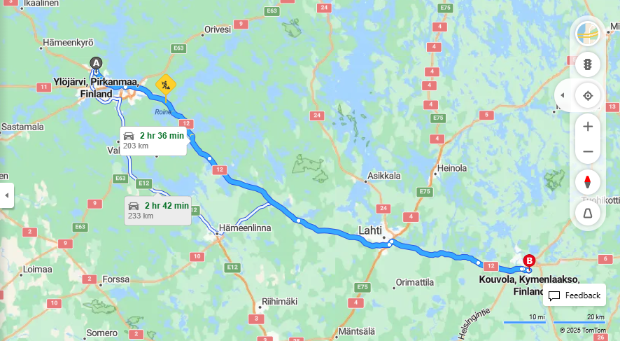 Matka Ylojarvelta Kouvolaan - Etaisyys, Ajo, Kuljetus ja Matkustusvaihtoehdot