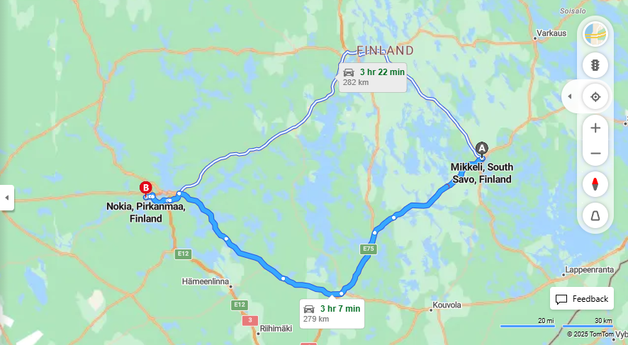 Mikkeli-Nokia: Etaisyys, Ajo, Liikenne ja Matkustusmahdollisuudet